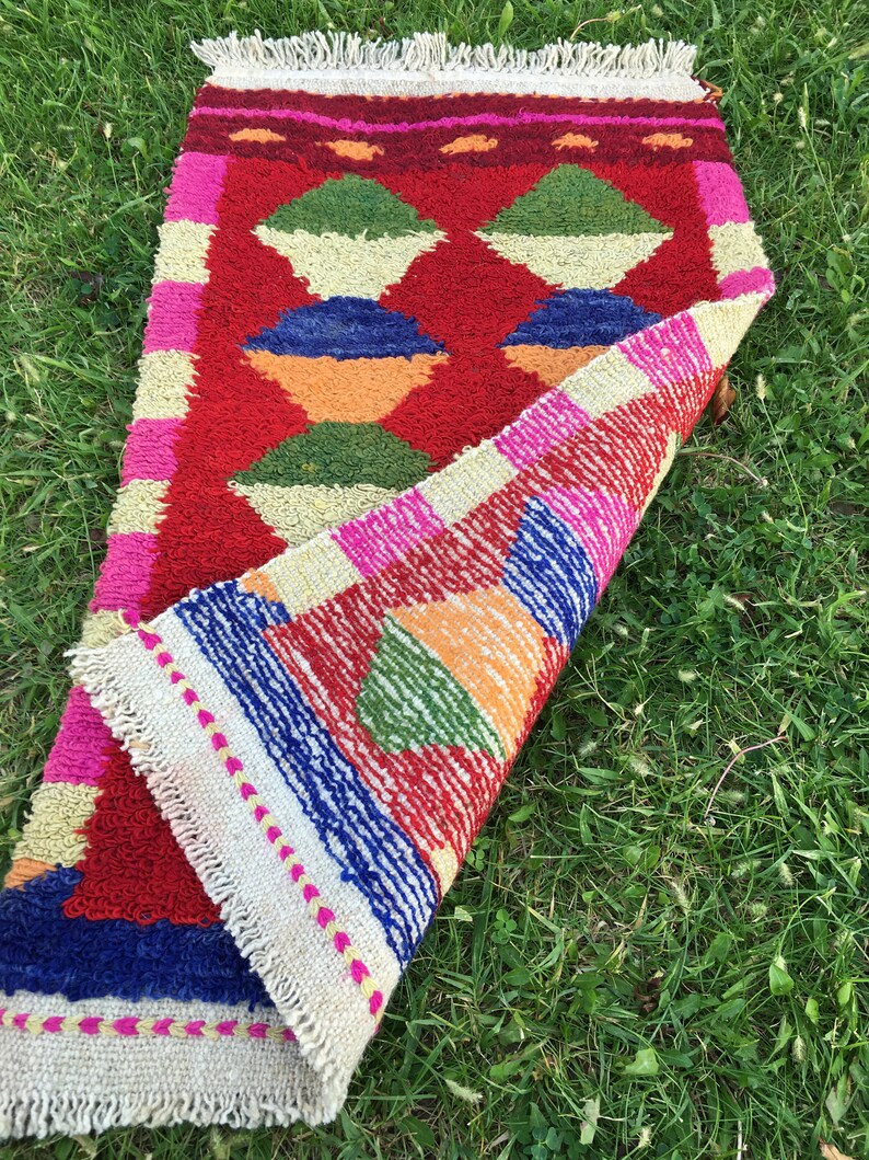 Boho Pequeña Alfombra, Alfombra Shaggy, Alfombra de Baño, Alfombra Vintage, Alfombra Turca, Alfombra Oushak, 1'74x3' ft, Alfombra Pequeña Roja, Alfombras de Piso Pequeño, Alfombras al Aire Libre imagen 9