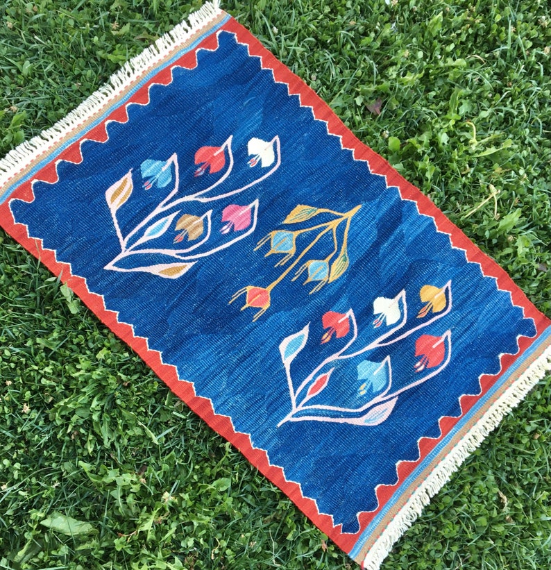 Oushak Vintage Area Rug Boho Kilim Rug Small Size Vintage Etsy