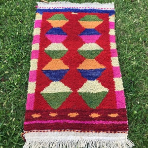 Boho Pequeña Alfombra, Alfombra Shaggy, Alfombra de Baño, Alfombra Vintage, Alfombra Turca, Alfombra Oushak, 1'74x3' ft, Alfombra Pequeña Roja, Alfombras de Piso Pequeño, Alfombras al Aire Libre imagen 3