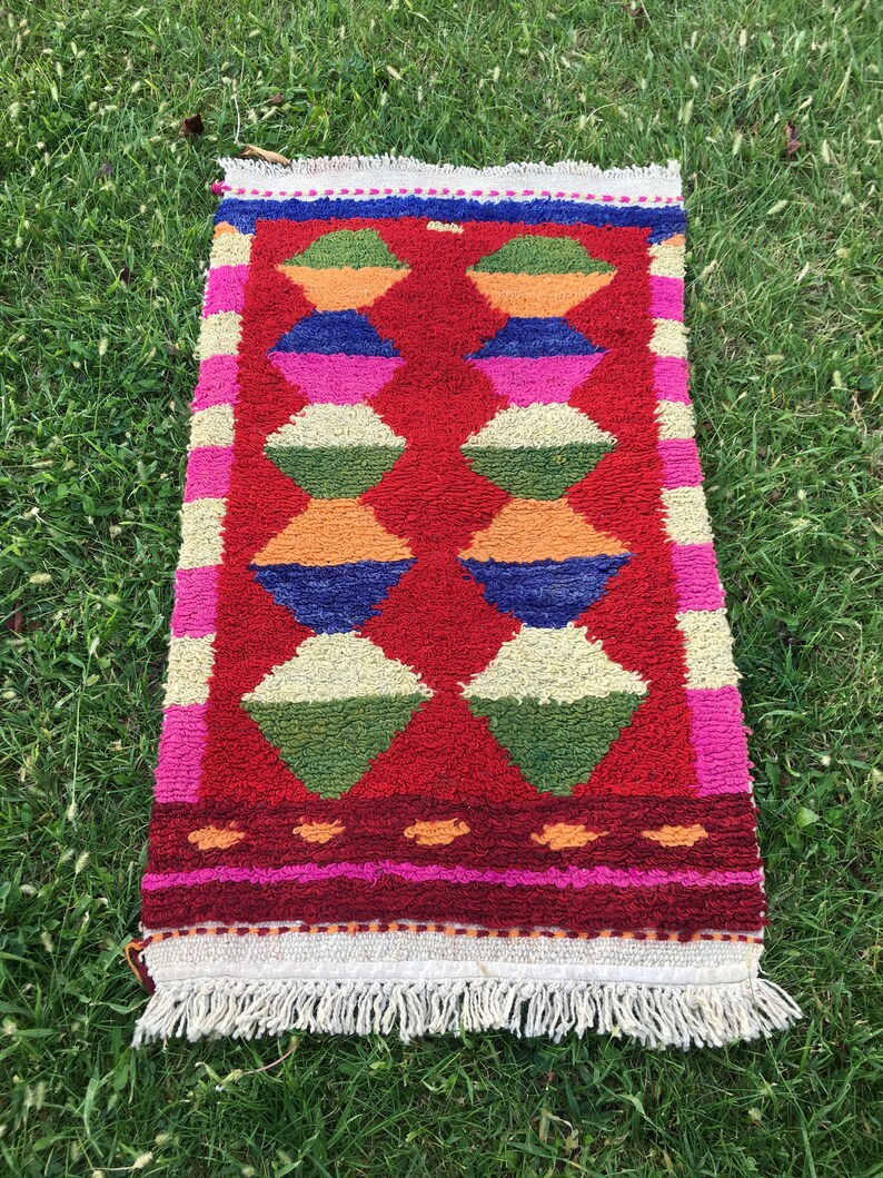 Boho Pequeña Alfombra, Alfombra Shaggy, Alfombra de Baño, Alfombra Vintage, Alfombra Turca, Alfombra Oushak, 1'74x3' ft, Alfombra Pequeña Roja, Alfombras de Piso Pequeño, Alfombras al Aire Libre imagen 3