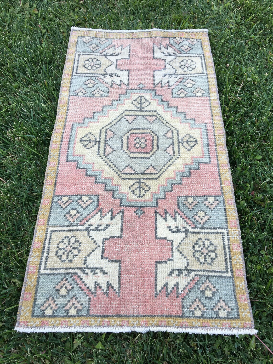 Boho Vintage Turkish Rug, Door Mat Rug, Handmade Rug, Small Boho Rug ...
