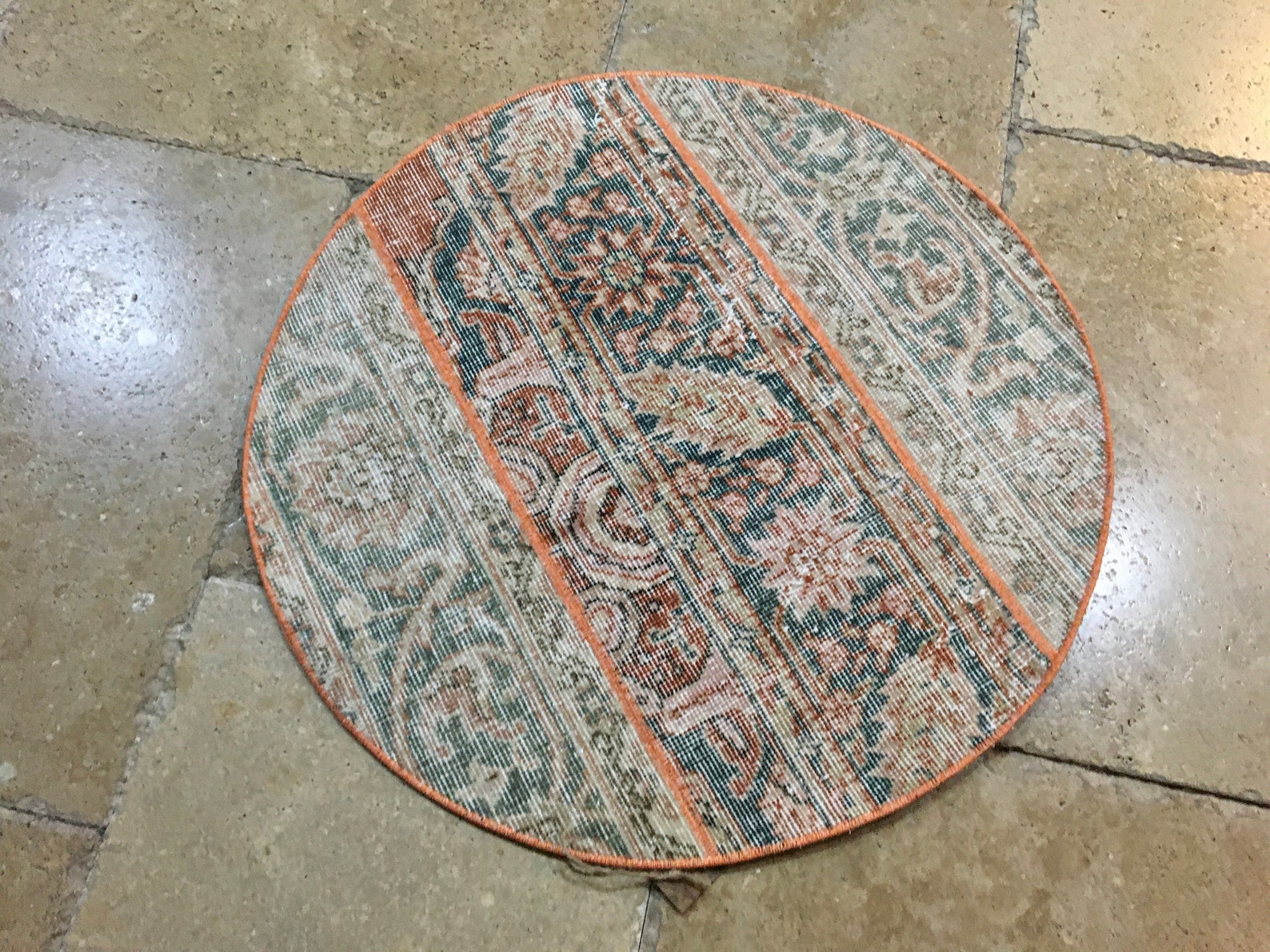 Vintage Small Round Rug Door Mat Rug Bethroom Rug Round Mat Etsy