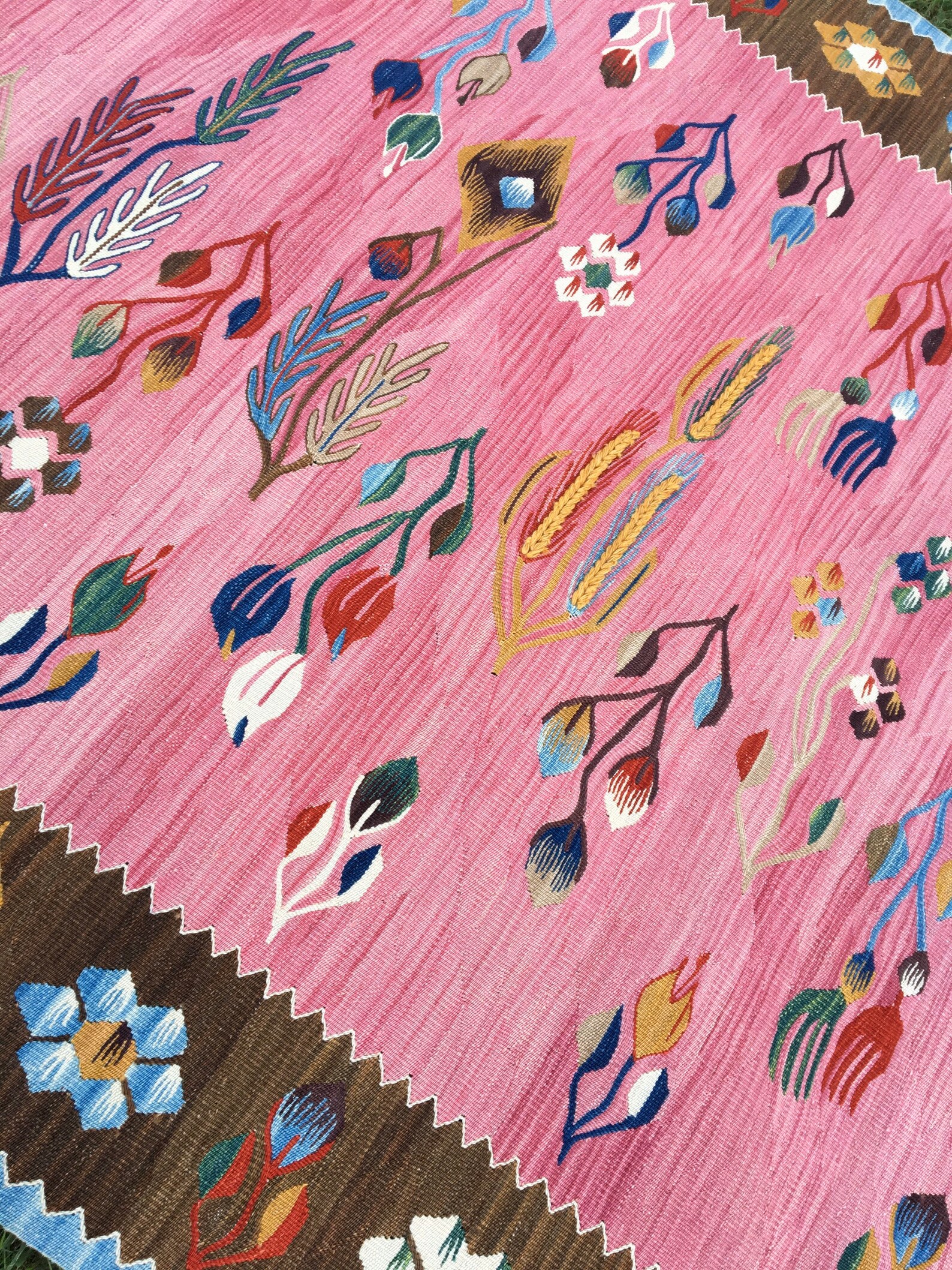 Pink Kilim Rug Turkish Wool Kilim Rug Vintage Rug Handmade Etsy