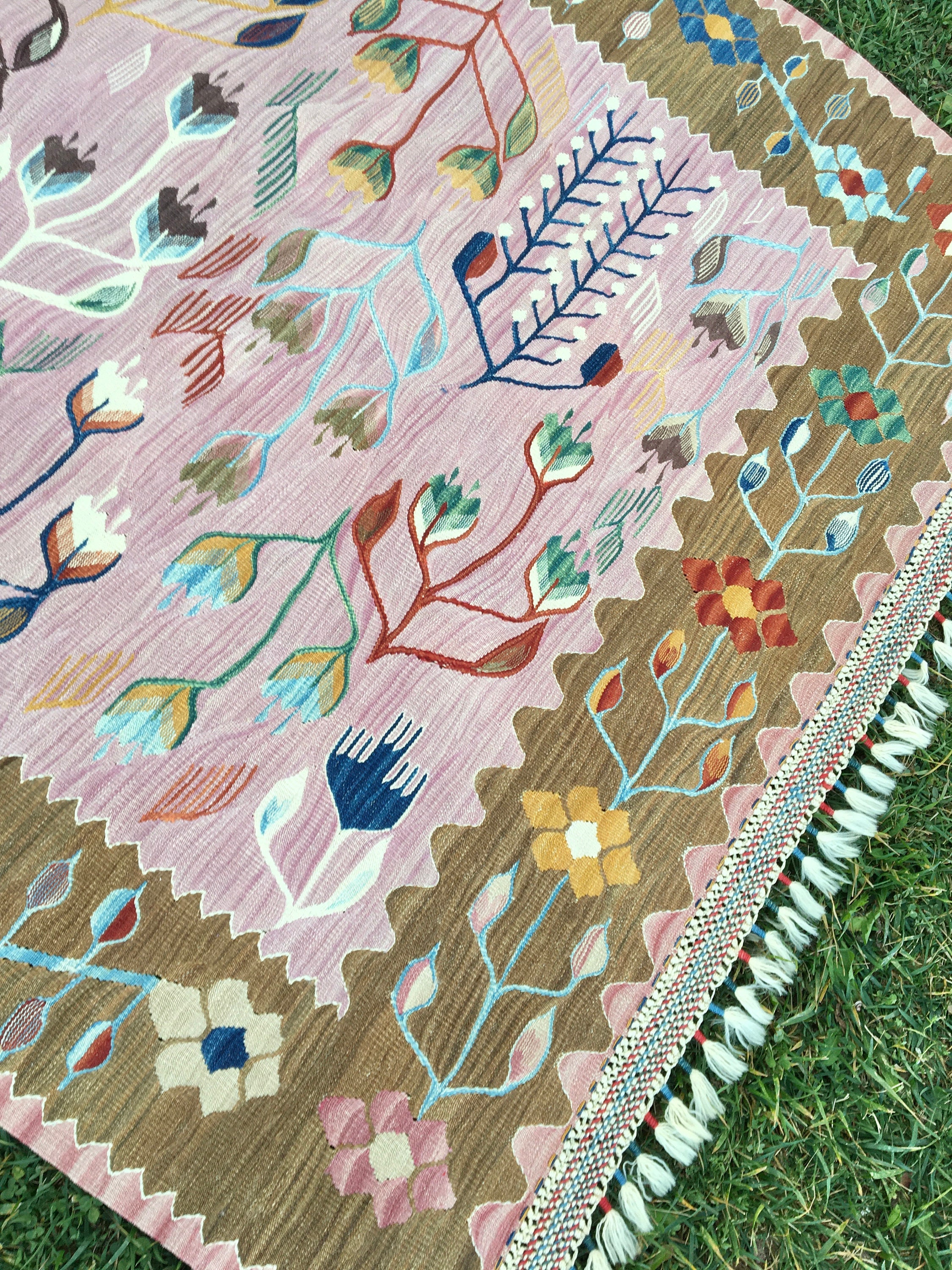 Pink Kilim Rug Turkish Wool Kilim Rug Vintage Rug Handmade Etsy UK