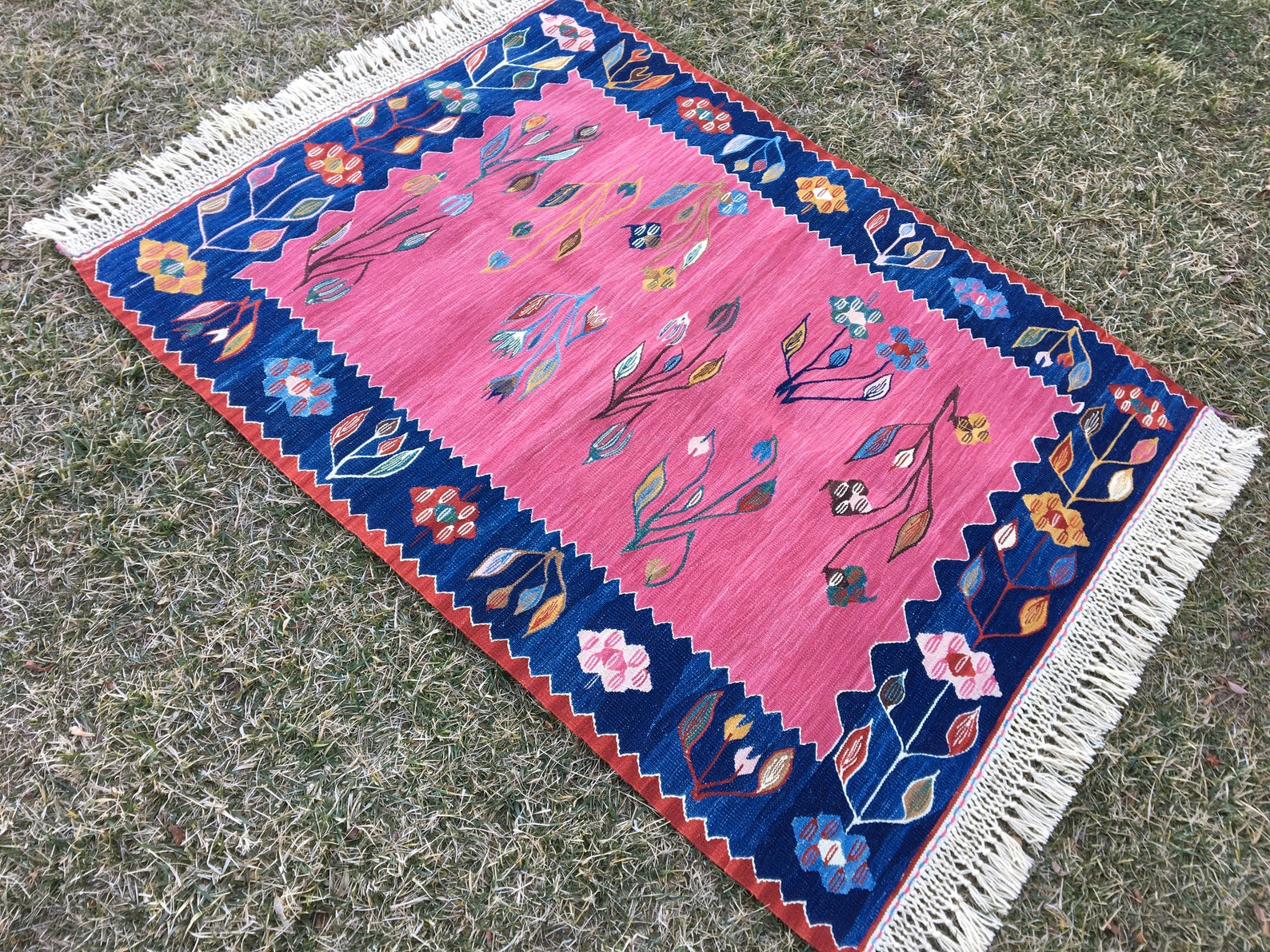 Oriental Pink Rug Kilim Rug Vintage Pink Rug Oushak Rug Etsy