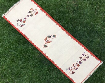 Kilim Rug Runner, Short Runners, Thin Kilim Runner, 2x6 Kilim Rug, Turkish Kilim Runner, Hand Woven Kilim Runners, White Runner Rug