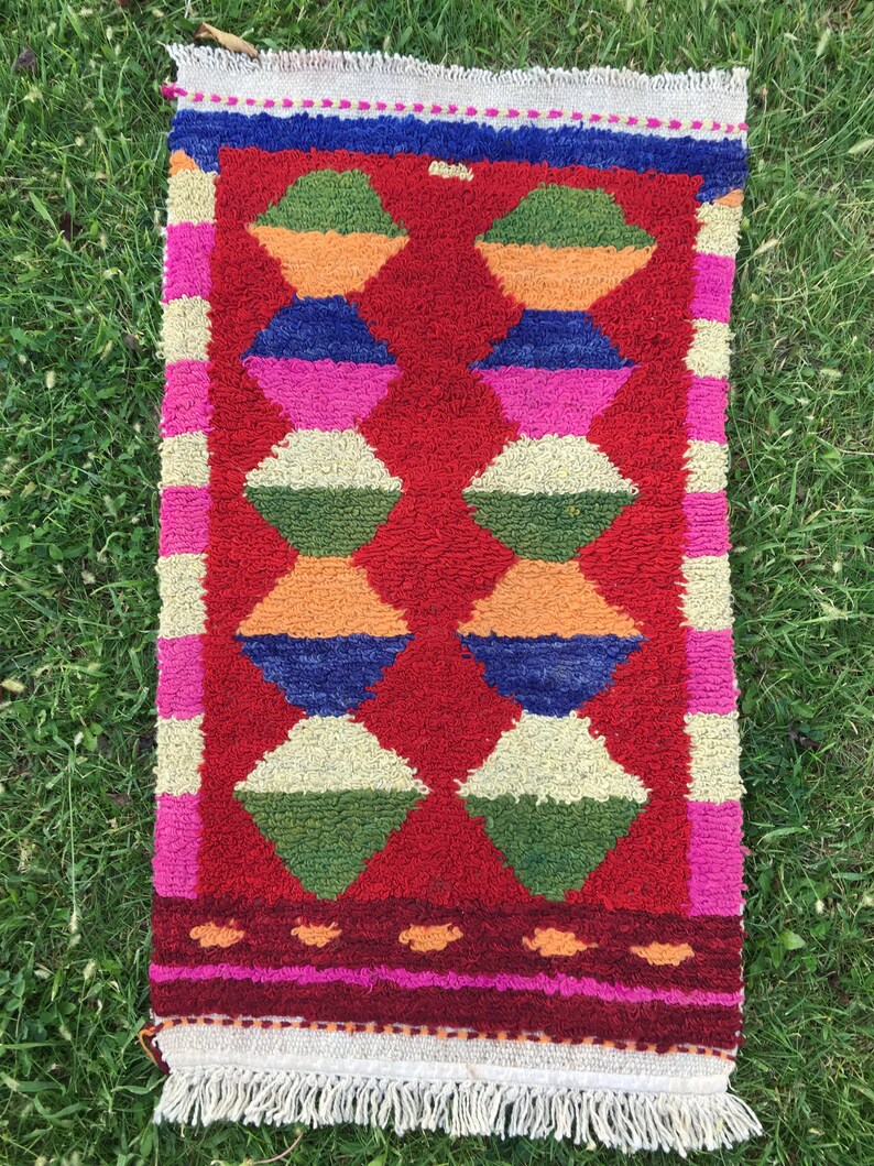 Boho Pequeña Alfombra, Alfombra Shaggy, Alfombra de Baño, Alfombra Vintage, Alfombra Turca, Alfombra Oushak, 1'74x3' ft, Alfombra Pequeña Roja, Alfombras de Piso Pequeño, Alfombras al Aire Libre imagen 2