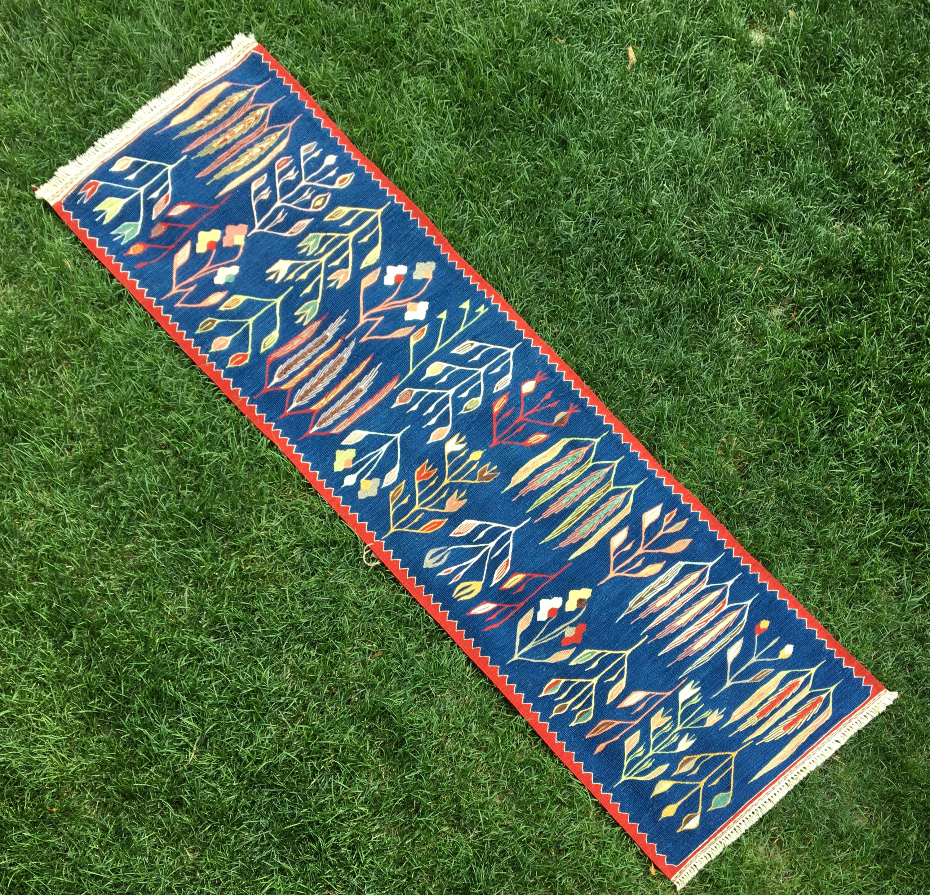 Blue Rug, Kilim Rug, Turkish Rug Runner, Navy Blue Runner, Kilim Runner, Hallway Rug, Persian Runner Rug, Blue Floor Runner, 2’3” x 8’ ft