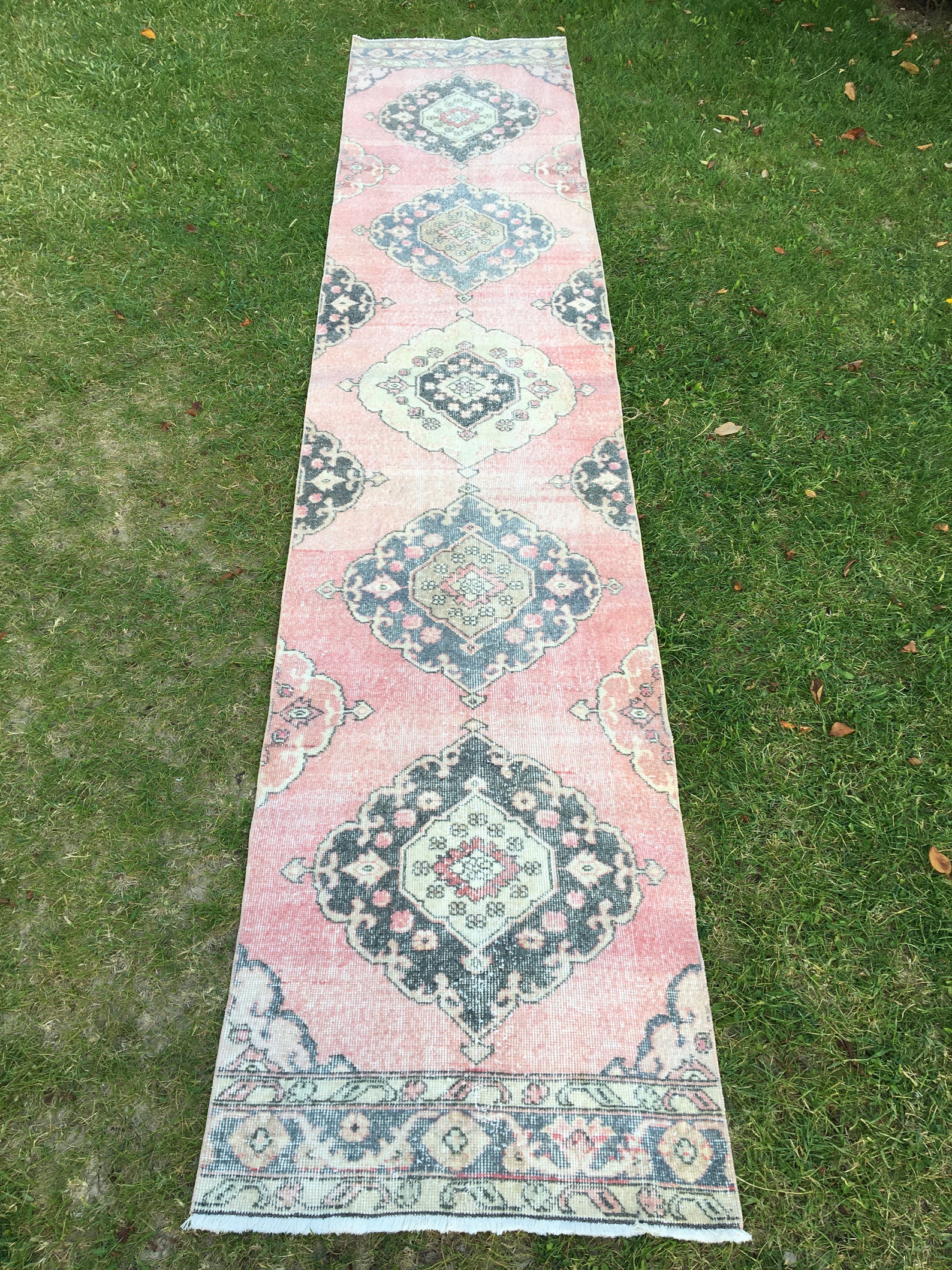 Oriental Light Pink Runner Rug Oushak Rug Runner Vintage Etsy