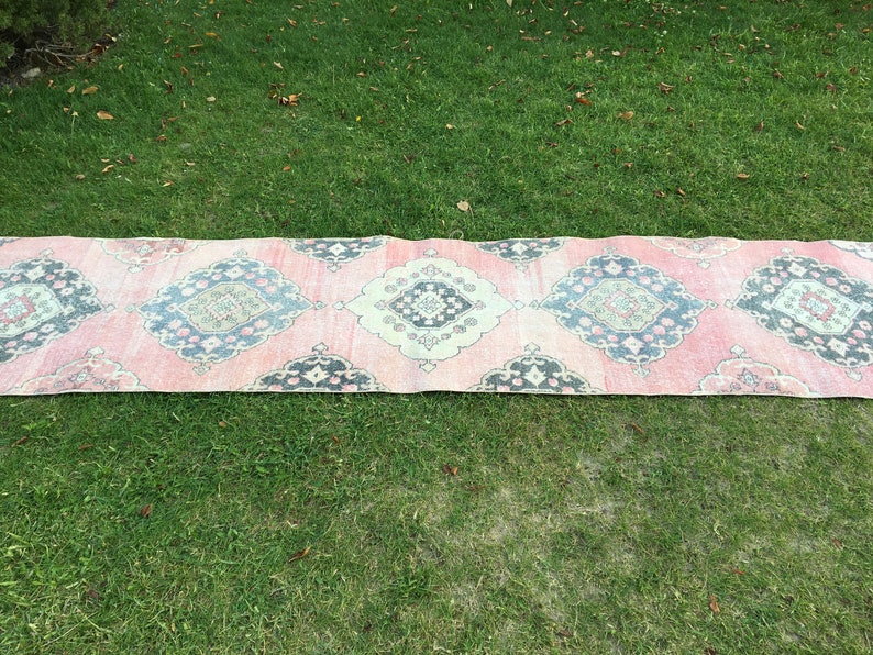 Oriental Light Pink Runner Rug Oushak Rug Runner Vintage Etsy