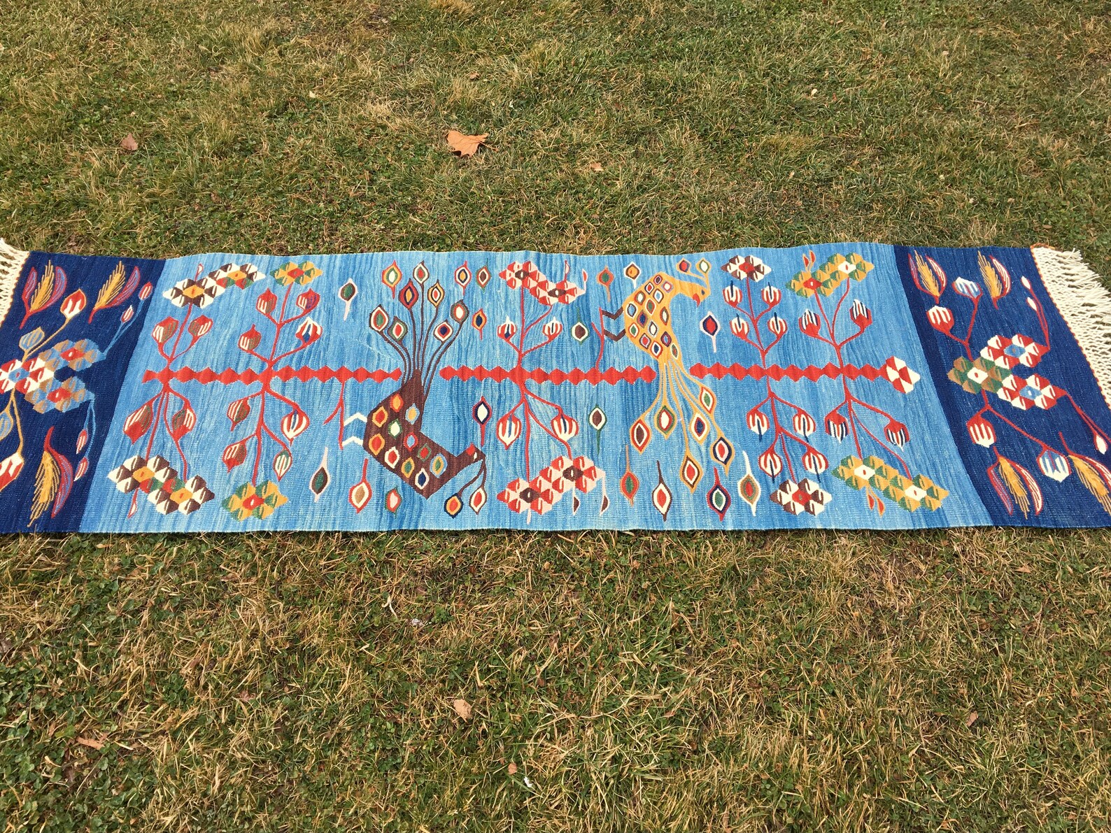 Handwoven Blue Runner Rug Rustic Small Runner Rug Vintage Etsy