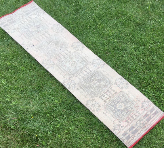Southwestern Rug Runners, Vintage Runner Rug, Handmade Distressed 10’8”x2’6” feet Wool Runner, Kitchen Rug Runner, Home Decor Carpet Runners