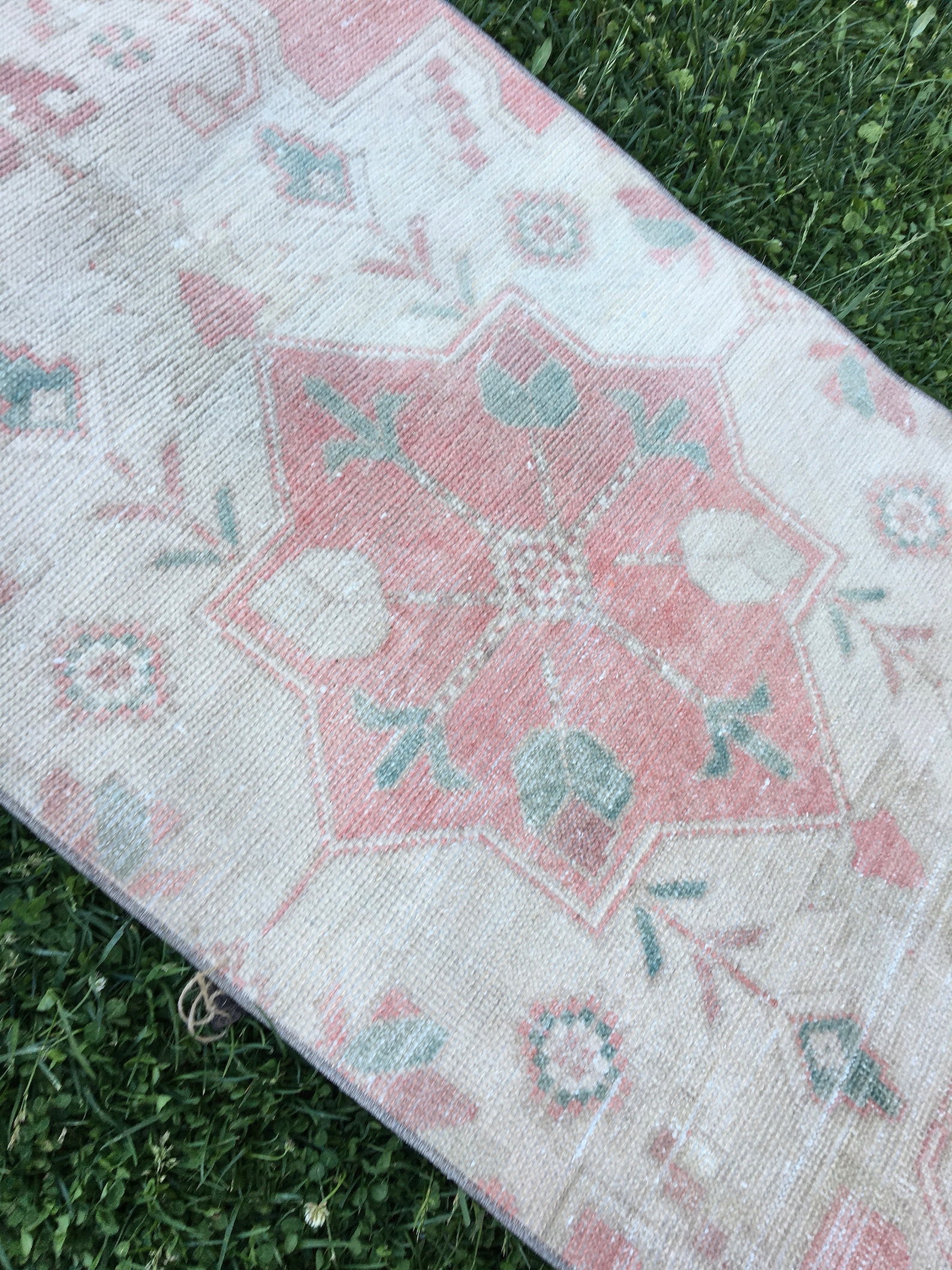 Hallway Oriental Wool Rug Runner Rug Pink and Green Runner Etsy