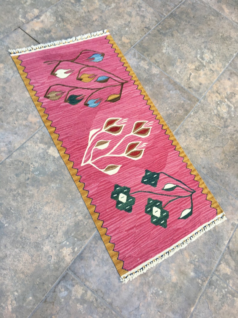 Oriental Very Special Pink Kilim Carpet for Your Bathroom Etsy