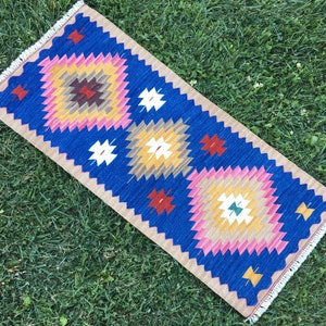 Turkish Kilim Rug, Door Mat Rug, Oriental Mat Rug, Entry Decor, Small Rug, Oushak Kilim Rug, Vintage Kilim Rug, Outdoor Kilim, 1’5”x3’3” ft