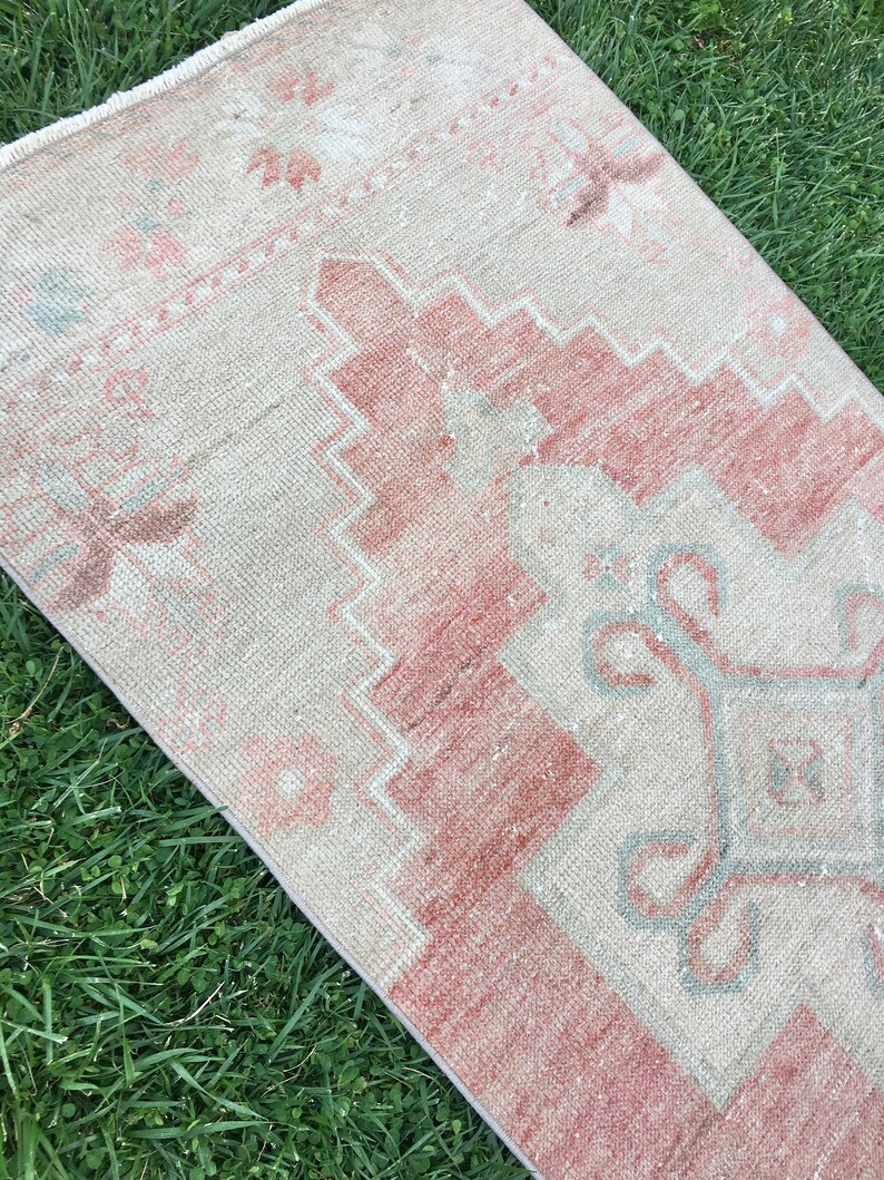 Pale Pink Runner Rug Turkish Runner Vintage Rug Runner Etsy