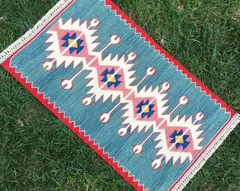 Kilim Rug, Oushak, Small Size Rug, Handmade Wool Rug, Antıque Turkish Rug, Vintage Kilim Rugs, Floor Covering, Boho Rug, 1’7”x2’8” Feet