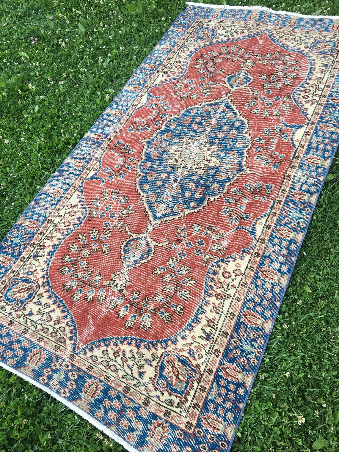 Hand Knotted Rug Turkish Rug Distressed Farmhouse Rug | Etsy