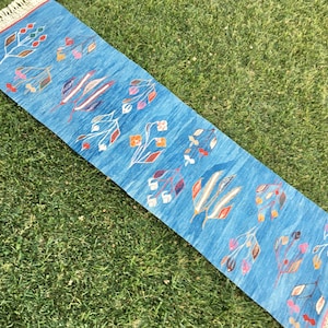 6’5”x2’ Ft, Navy Blue Runner Rug, Scandinavian Runner Rug, Boho Rug Runner, Turkish Runner Rug, Kilim Rug Runner, Decorative Home Living Rug