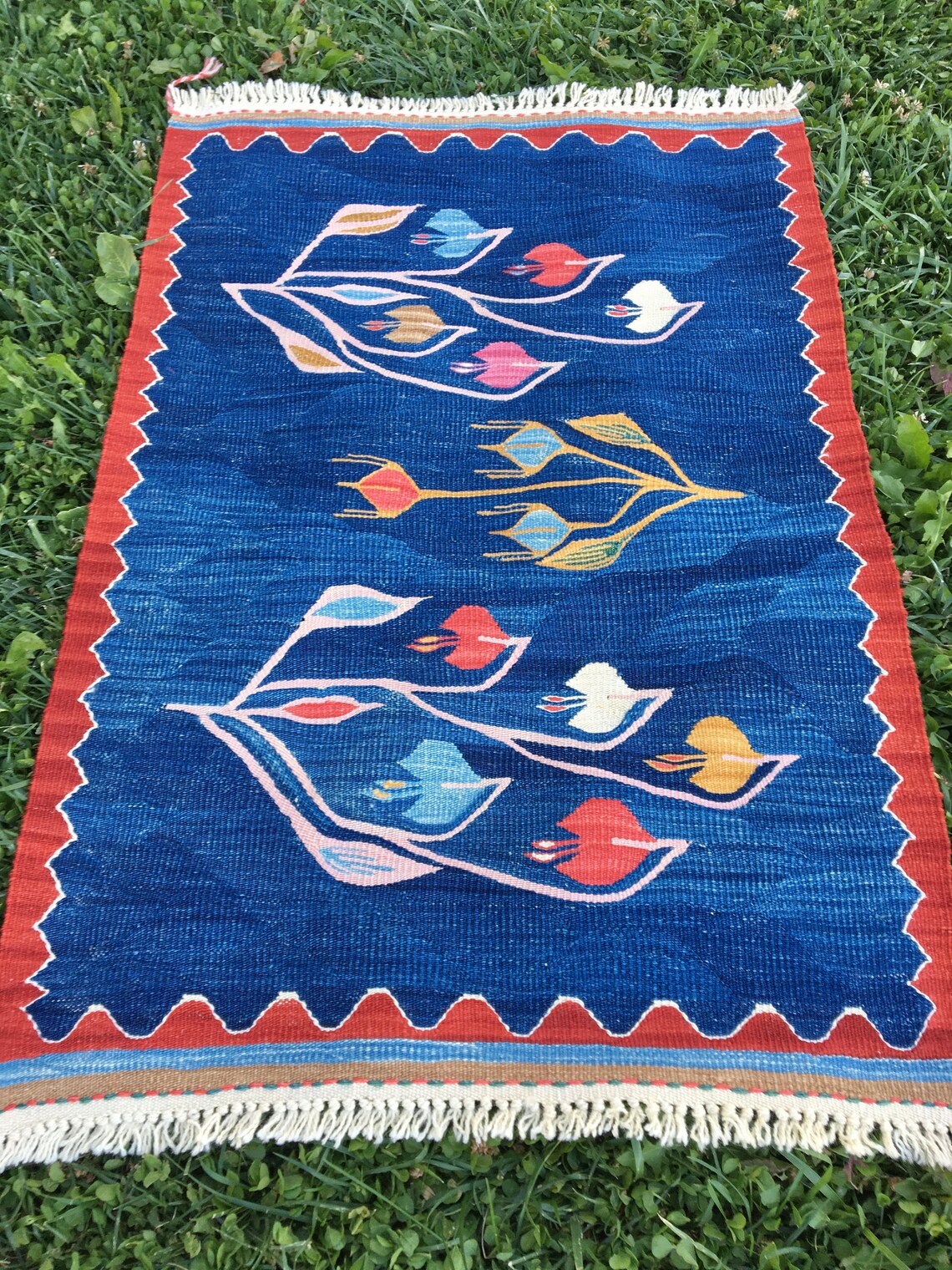 Oushak Vintage Area Rug Boho Kilim Rug Small Size Vintage Etsy