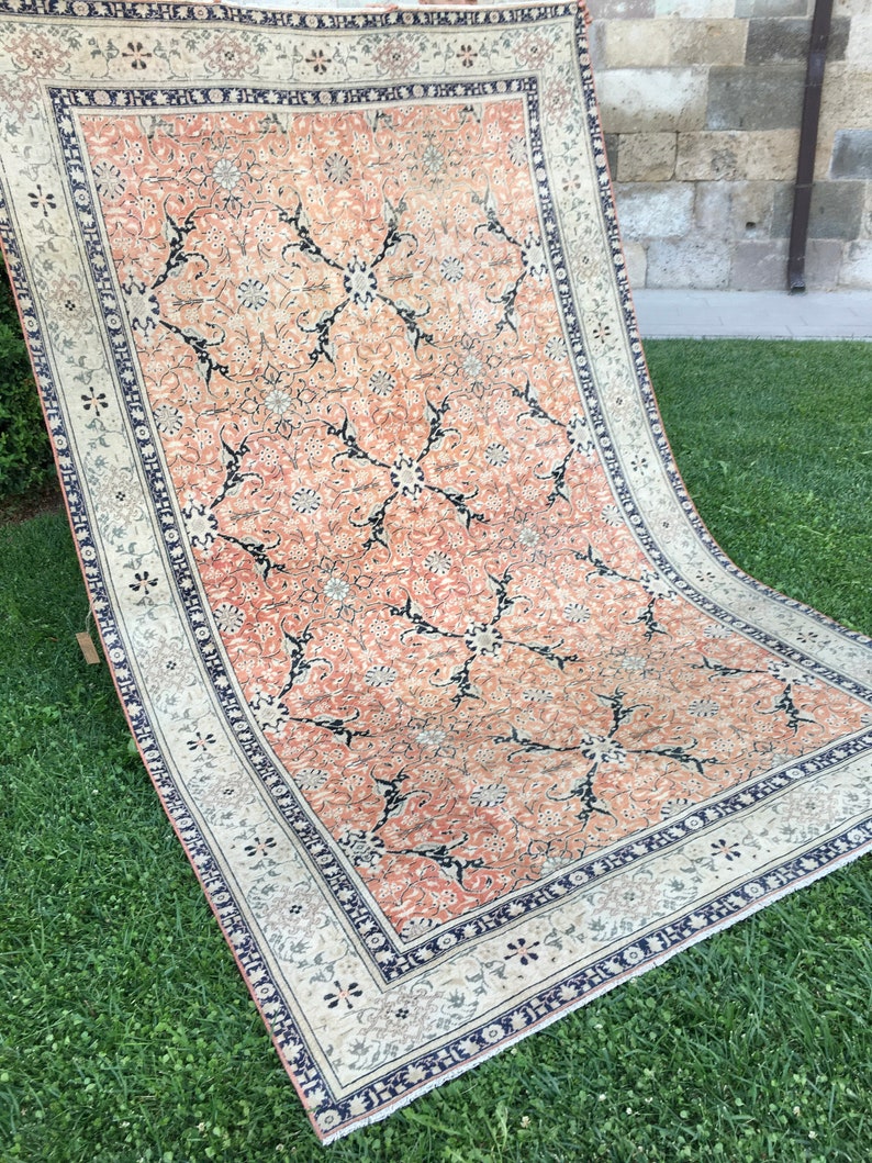 Vintage Turkish Rug Vintage Oushak Rug Antique Handmade Rug Etsy