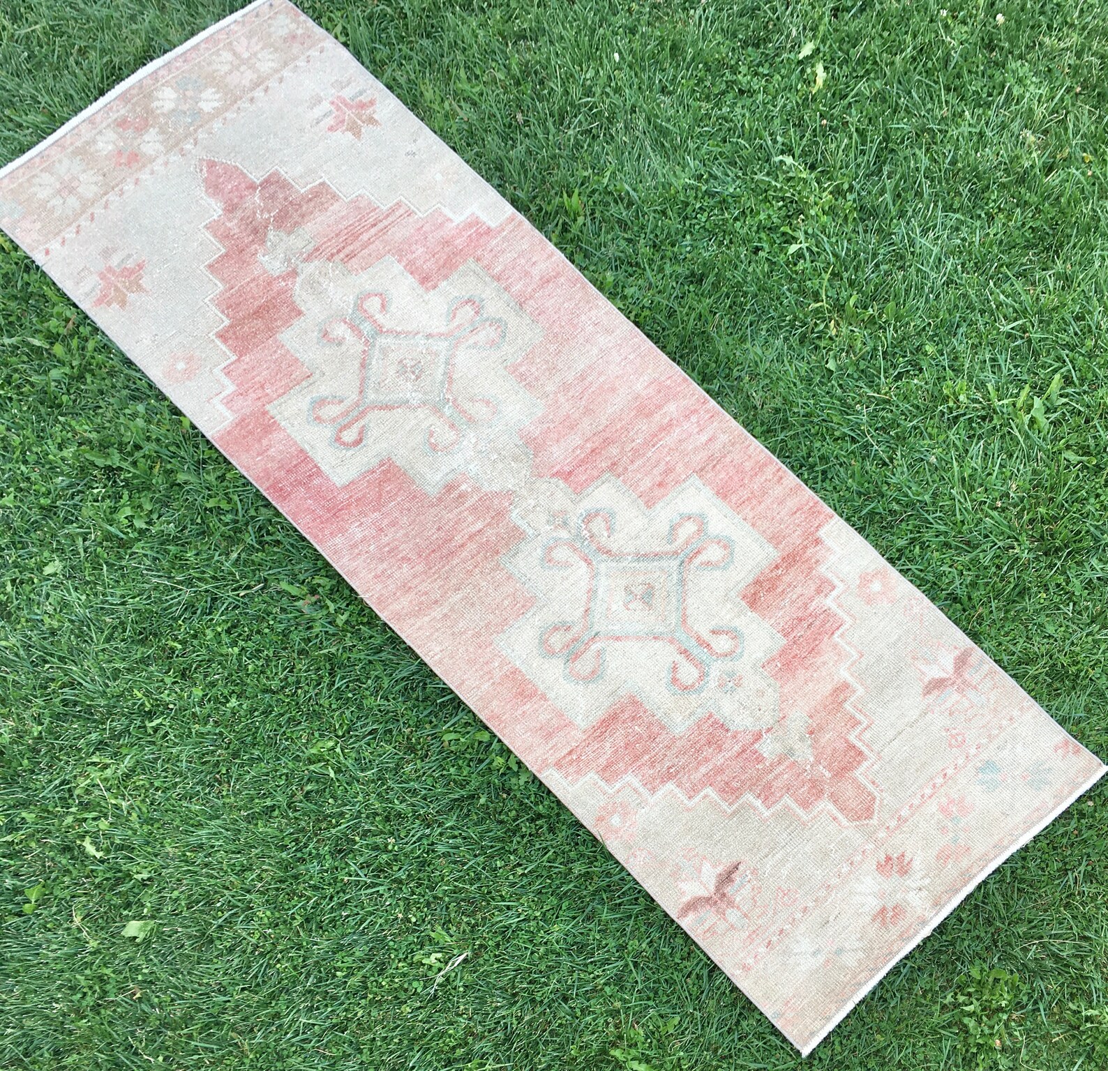 Pale Pink Runner Rug Turkish Runner Vintage Rug Runner Etsy