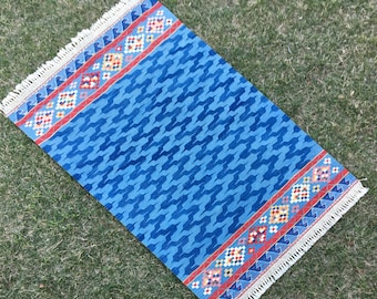 4 x 6 Tappeto blu, Tappeto Kilim, Kilim blu indaco, Tappeto di lana moderno, Area Kilim, Kelim Tapis, Kilim tessuto a mano, Kilim turco blu, Nuovo tappeto Kilim