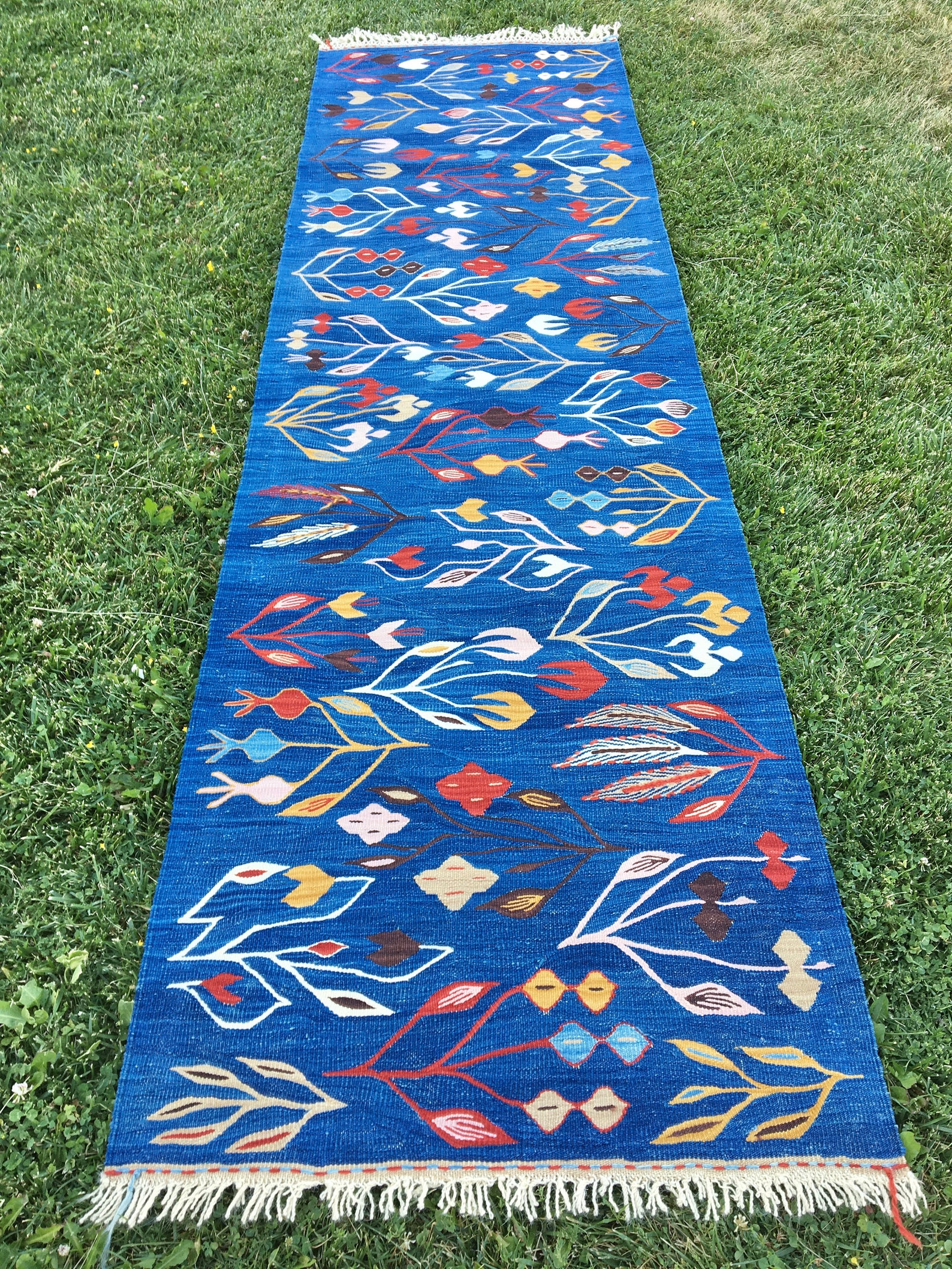 Oriental Blue Floral Runner Rug Vintage Rug Runner Turkish Etsy