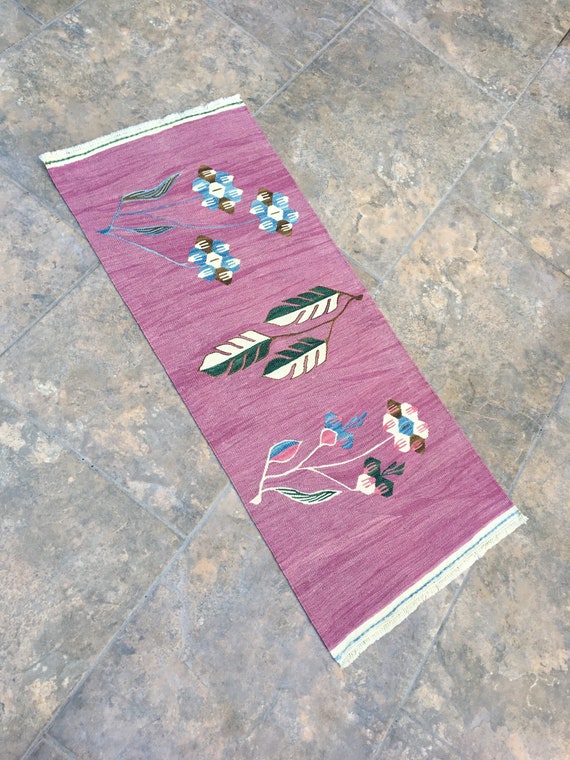 135x312 ft Oriental Wool Small Pink Rug Small Carpet Etsy