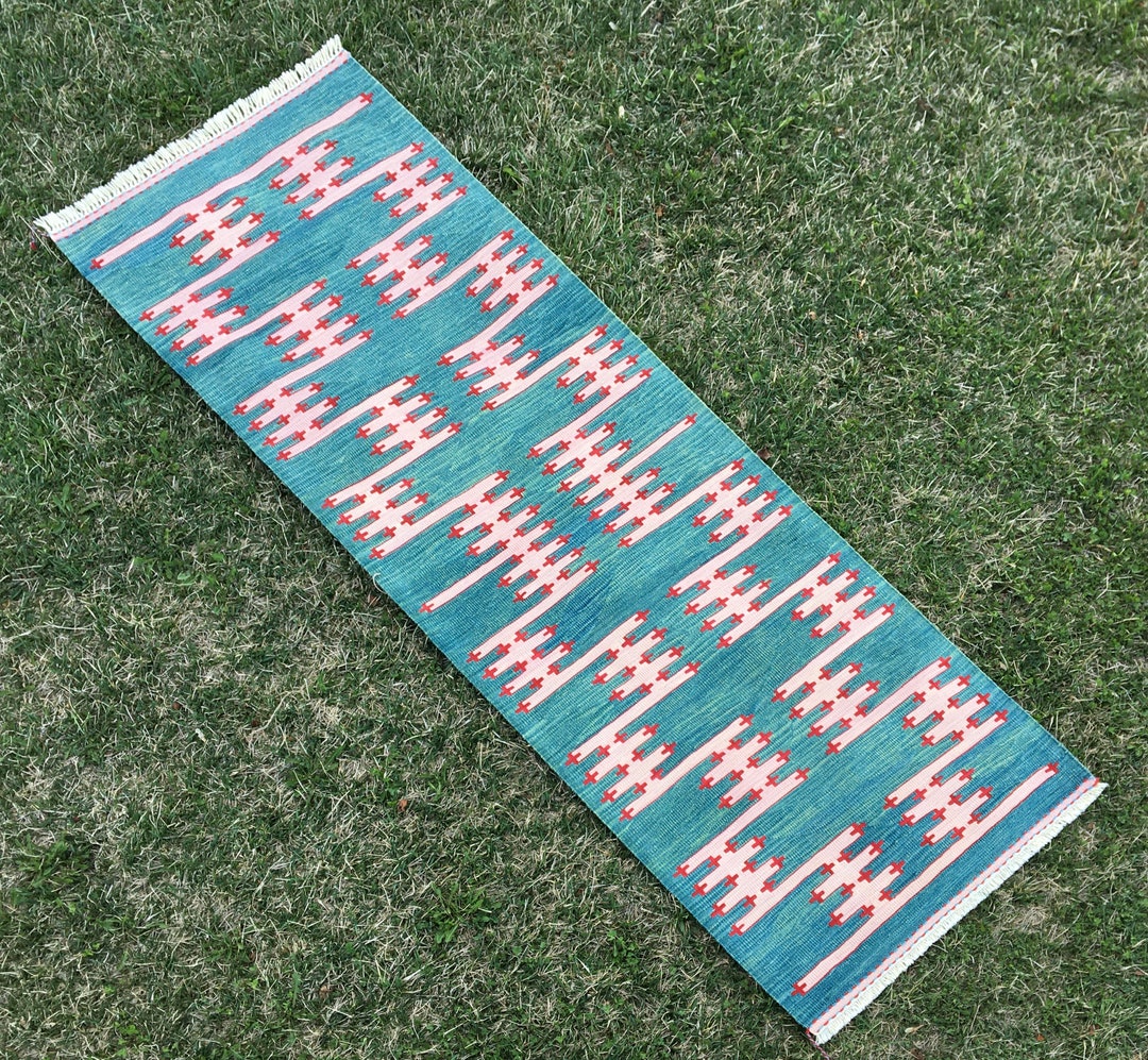 Modern Green Kilim Runner Turkish Kilim Rug Runner Green and Etsy