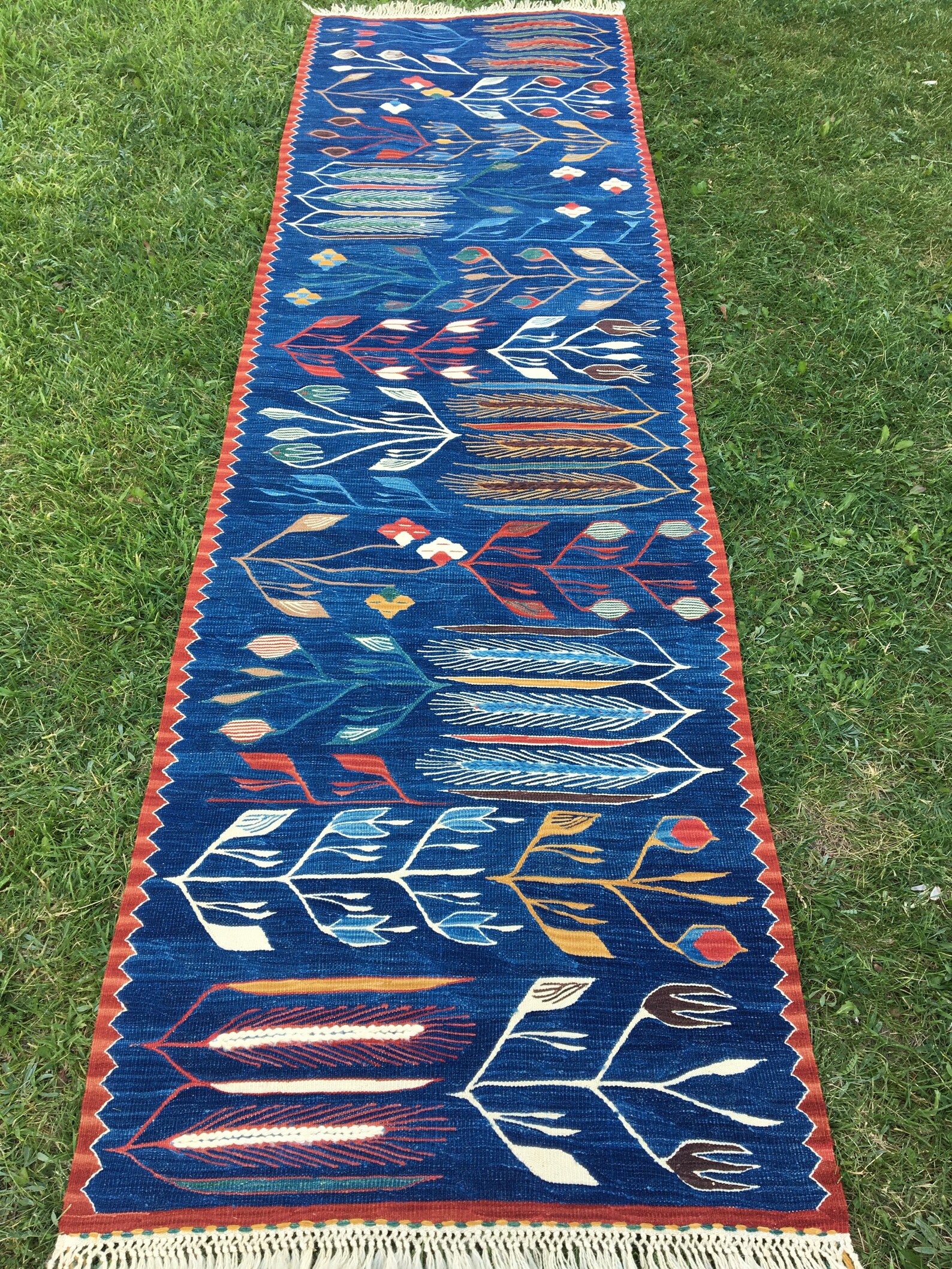 Oriental Blue Floral Runner Rug Vintage Rug Runner Turkish Etsy