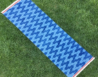 Modern Indigo Blue Rug, Runner Rug, Washable Wool Runner, Kilim Rug Runner, 2 x 6’5 Blue Rug, Hallway Rug, Handwoven Rug Runner, Boho Rug