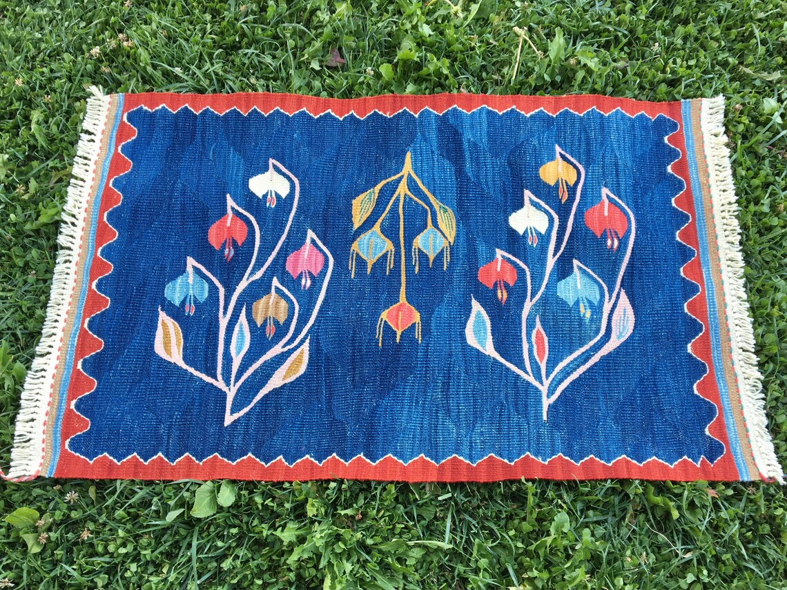Oushak Vintage Area Rug Boho Kilim Rug Small Size Vintage Etsy
