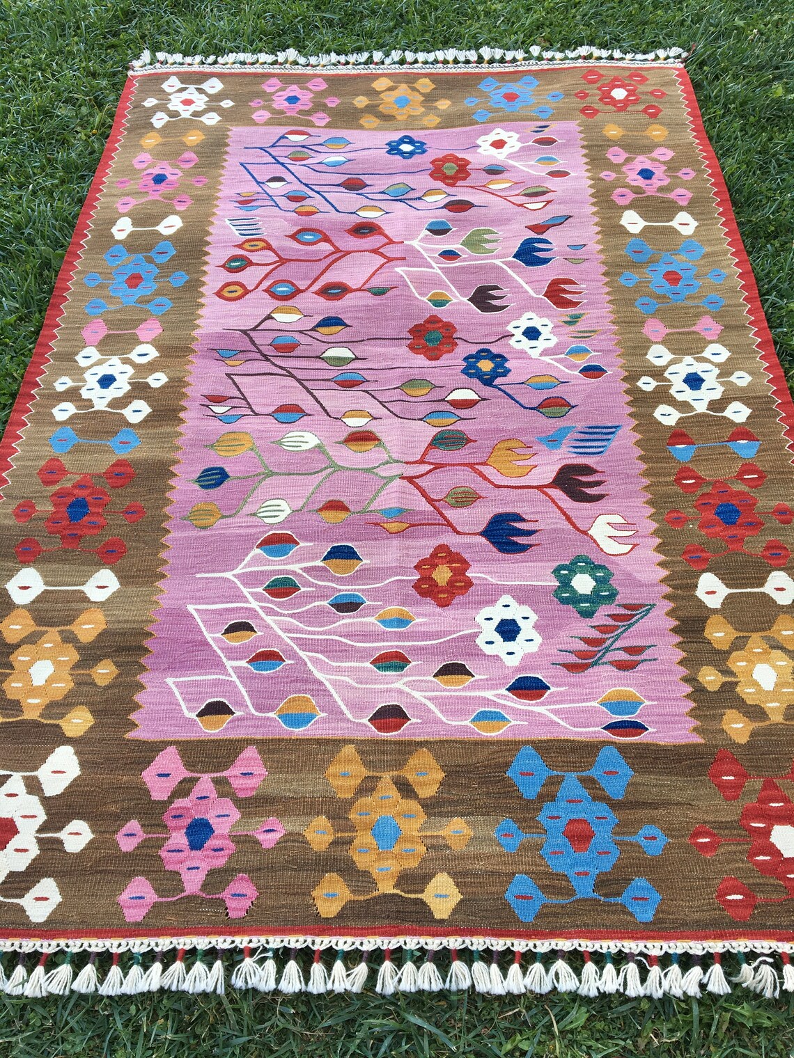 Oriental Pink Rug Kilim Rug Vintage Pink Rug Oushak Rug Etsy