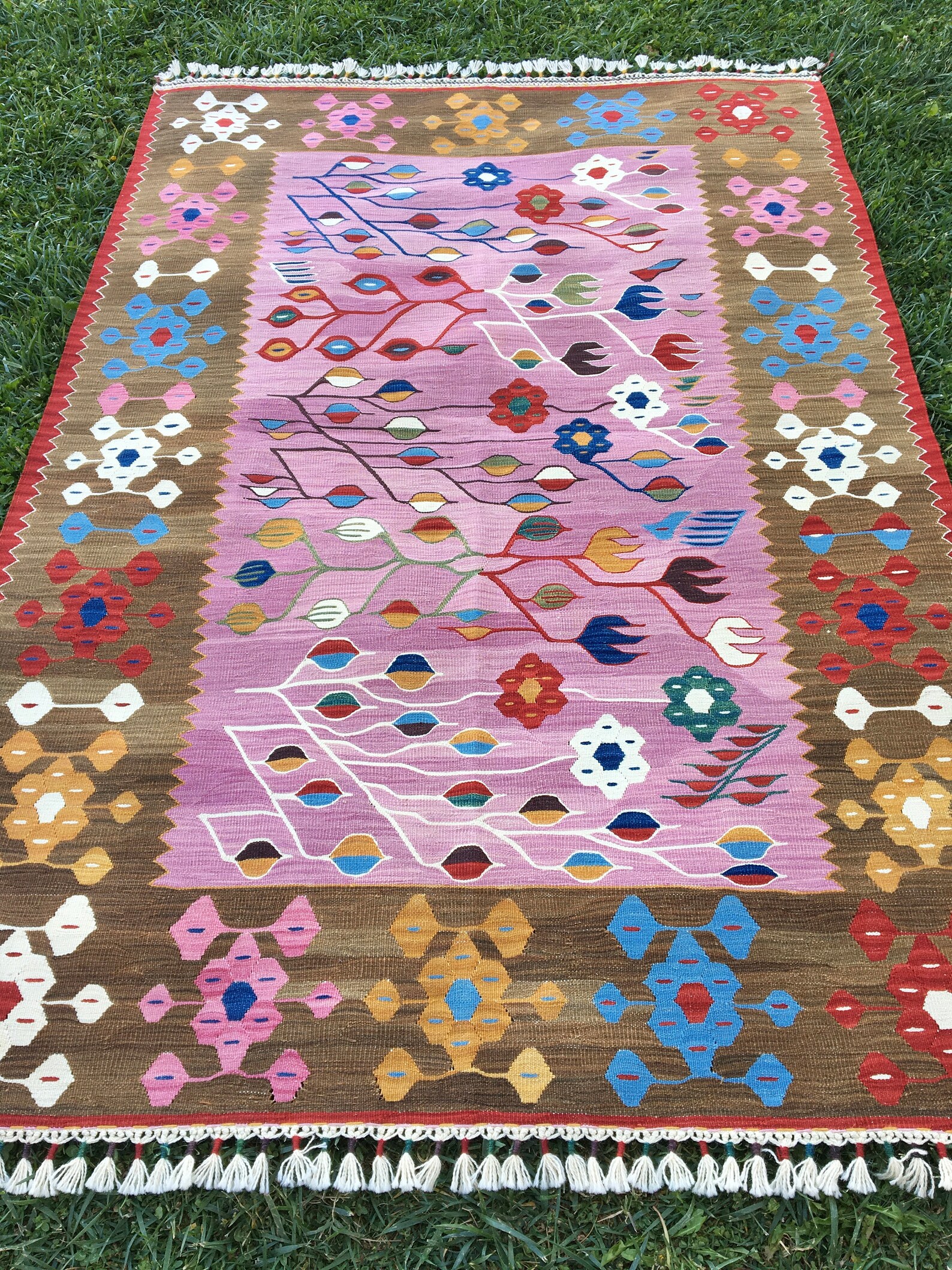Oriental Pink Rug Kilim Rug Vintage Pink Rug Oushak Rug Etsy