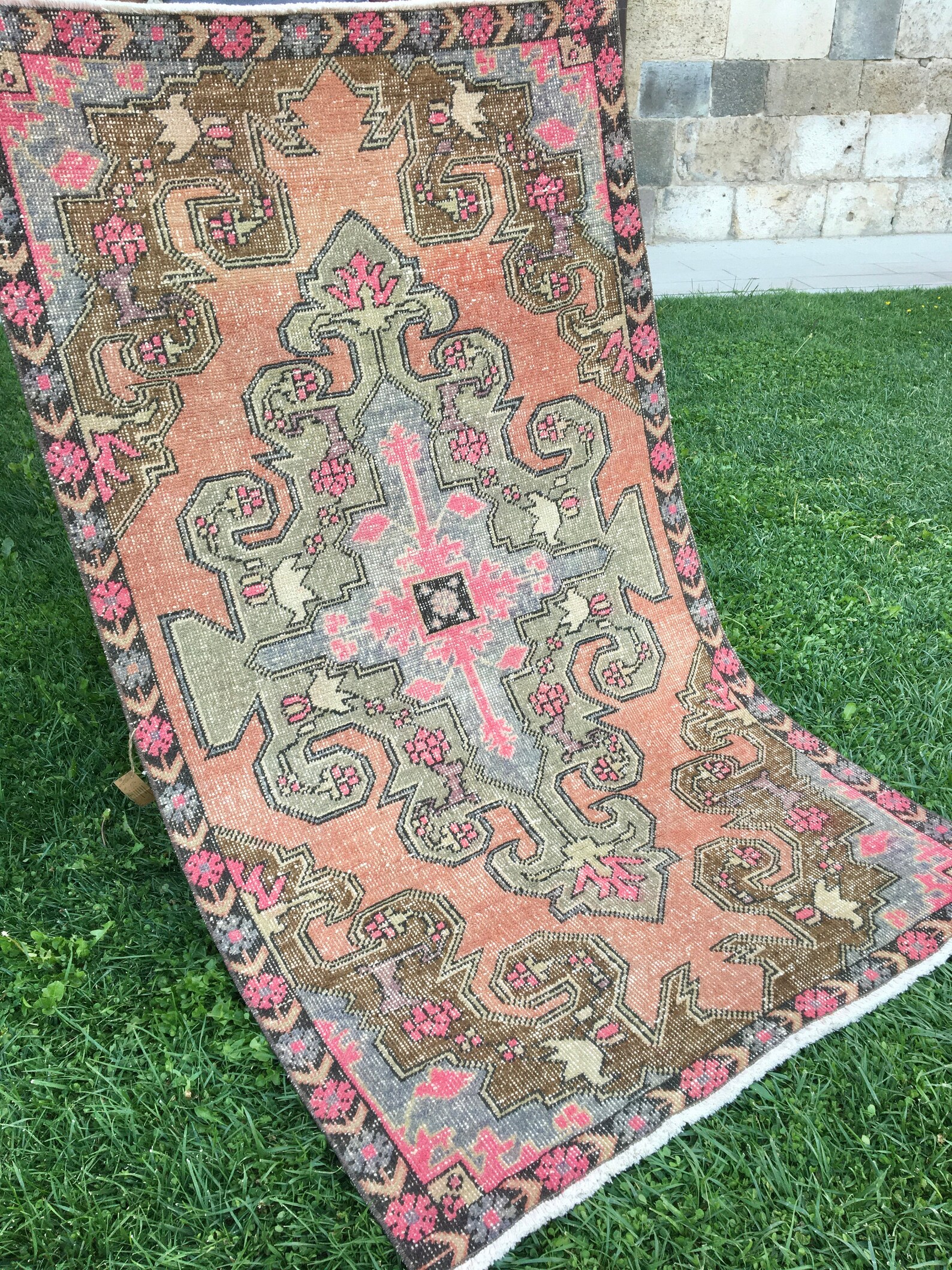 Vintage Tribal Area Turkish Wool Rug Kitchen Rug Wool Rugs Etsy