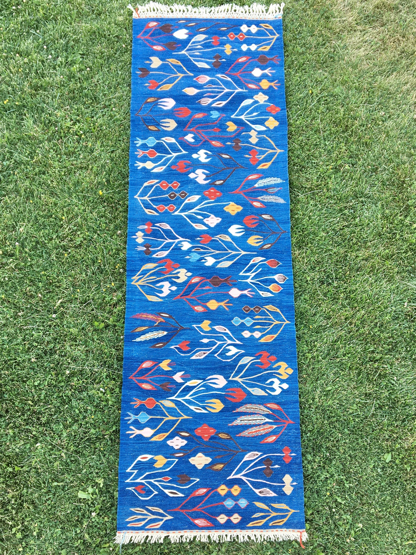 Oriental Blue Floral Runner Rug Vintage Rug Runner Turkish Etsy