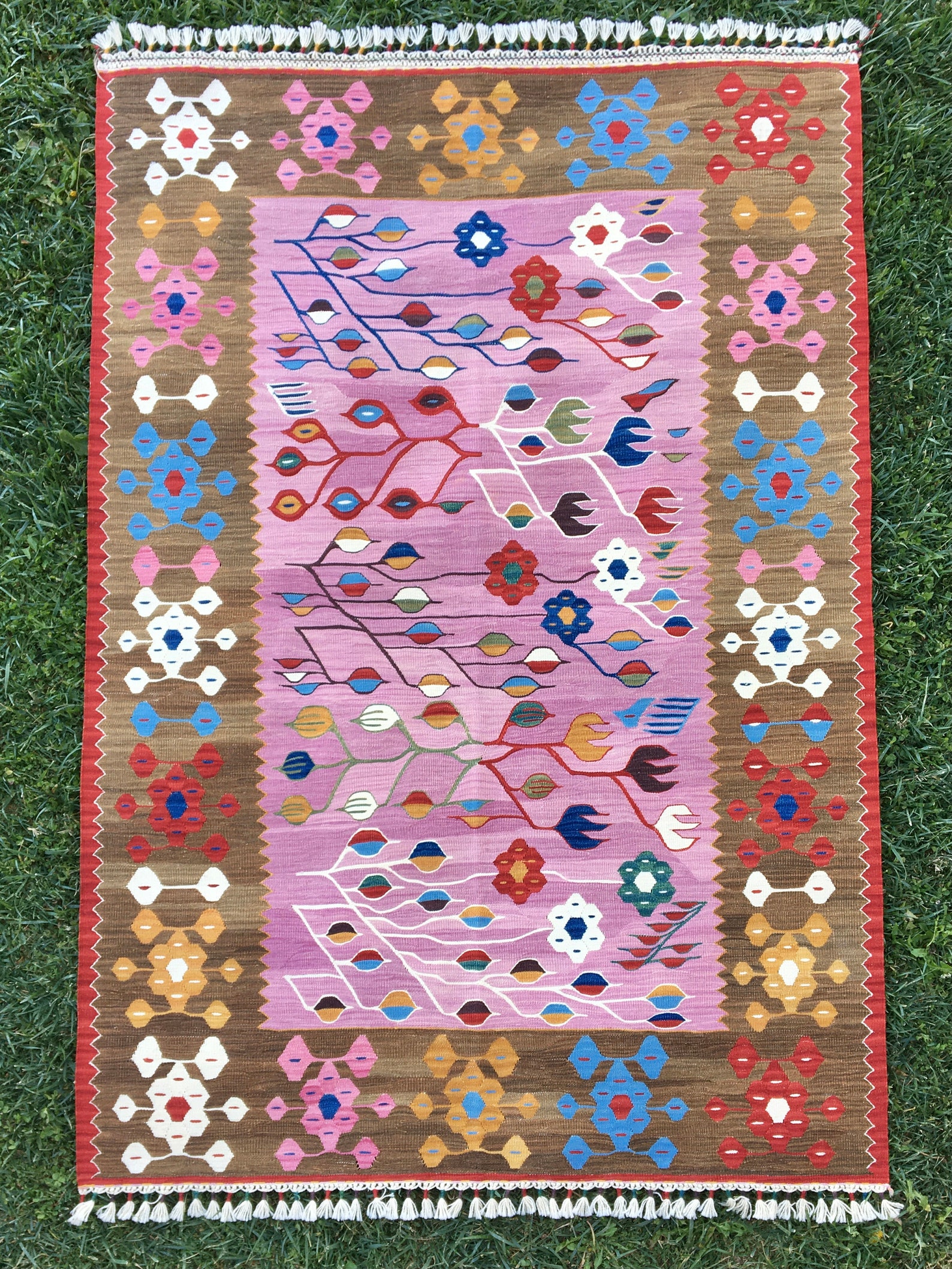 Oriental Pink Rug Kilim Rug Vintage Pink Rug Oushak Rug Etsy
