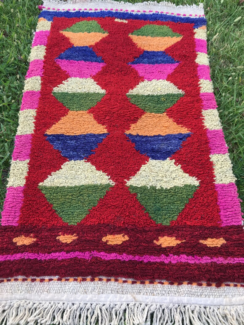 Boho Pequeña Alfombra, Alfombra Shaggy, Alfombra de Baño, Alfombra Vintage, Alfombra Turca, Alfombra Oushak, 1'74x3' ft, Alfombra Pequeña Roja, Alfombras de Piso Pequeño, Alfombras al Aire Libre imagen 4