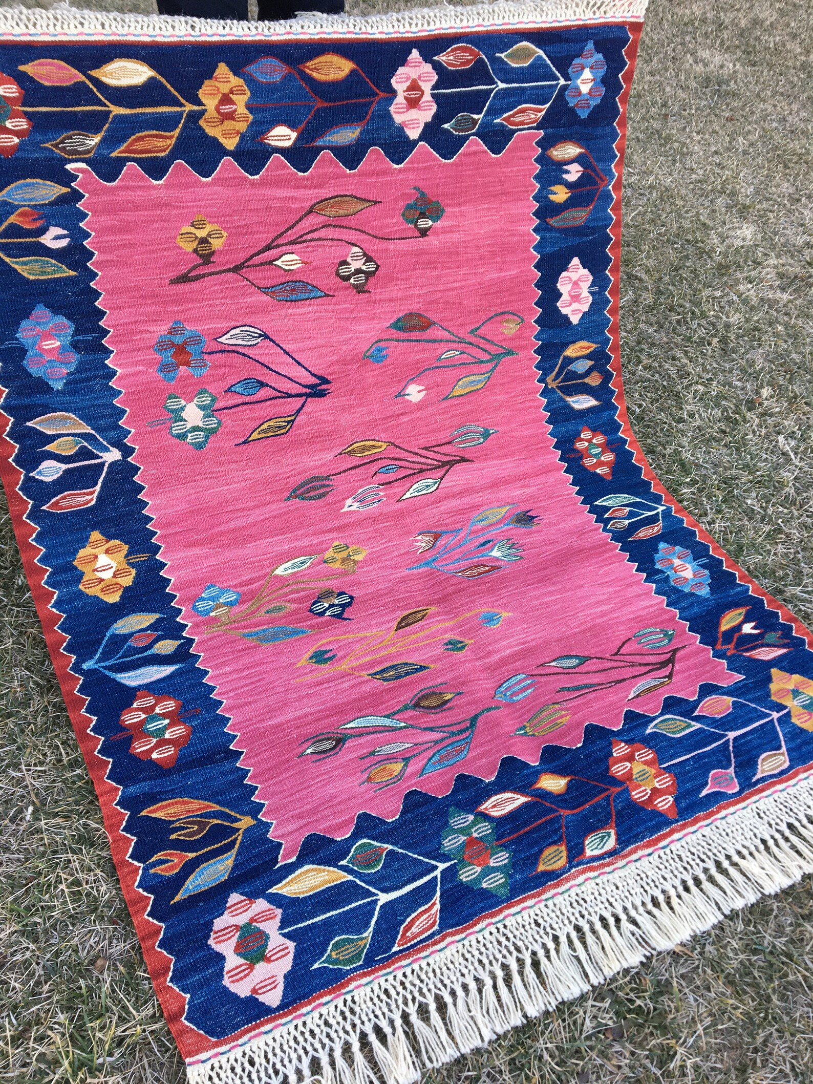 Oriental Pink Rug Kilim Rug Vintage Pink Rug Oushak Rug Etsy