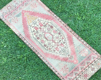 Dywan Vintage Runner, Dywan Turecki Runner, Zniszczony Dywan Oushak, Dywan Boho Runner, Dywan na Przedpokój, Ręcznie Robione Dywany Pale Runner, 7'x2'6”