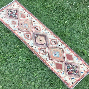 Hand Weaving Runner Rug, Rug Runner, Vintage Oriental Runner, Oushak Rug Runner, Persian Runner Rug, Antique Runner, 2’3” x 8’9” feet
