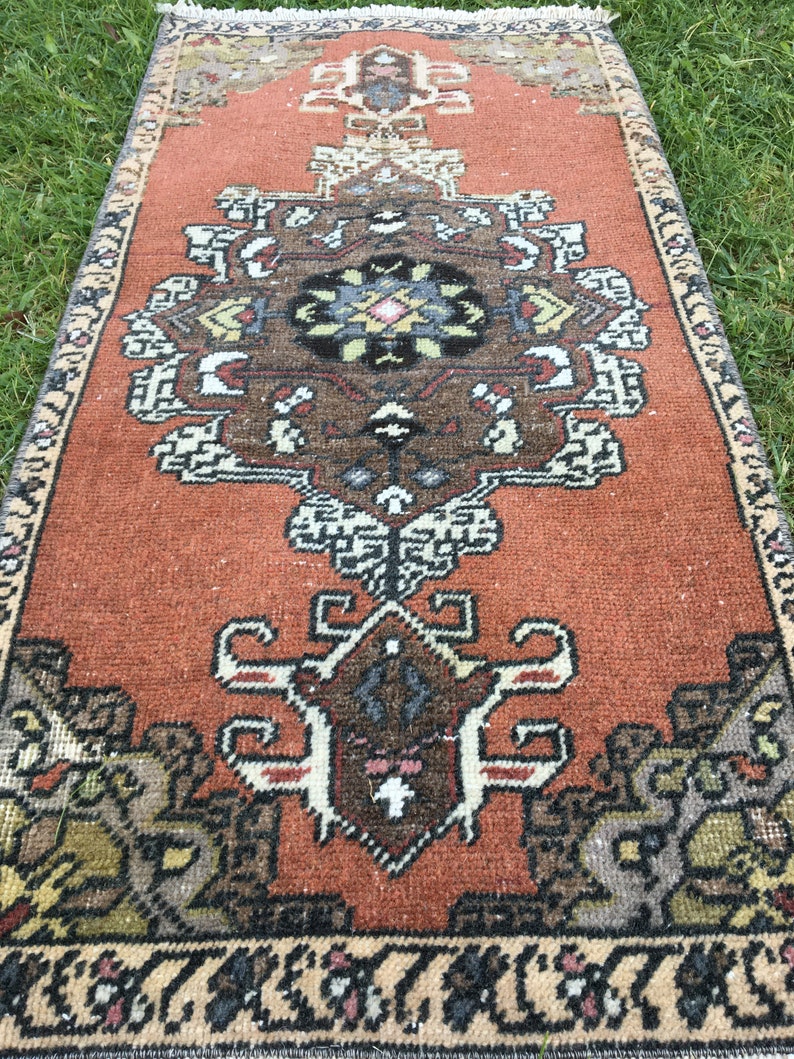 Overdyed Ethnic Rug Low Pile Small Rug Distressed Boho Rug - Etsy