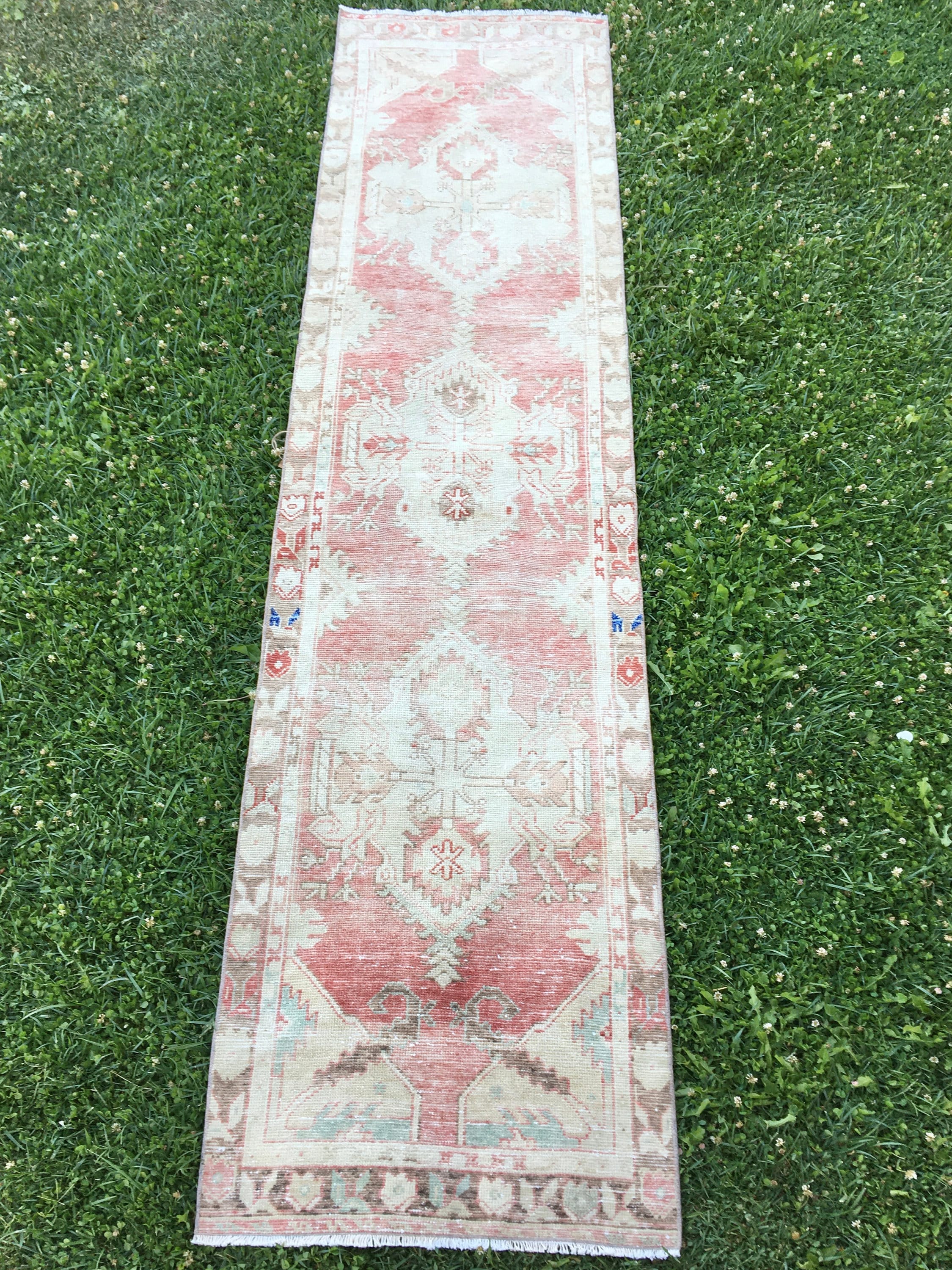 Distressed Low Pile Pale Red Rug Runner Kitchen Runner Rug Etsy