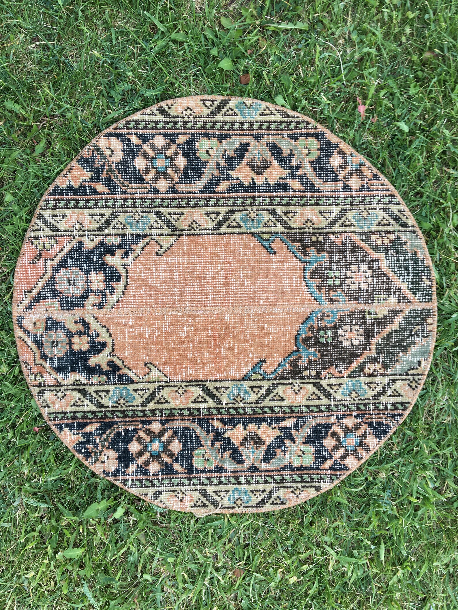 Vintage Small Round Rug Door Mat Rug Bethroom Rug Round Mat Etsy