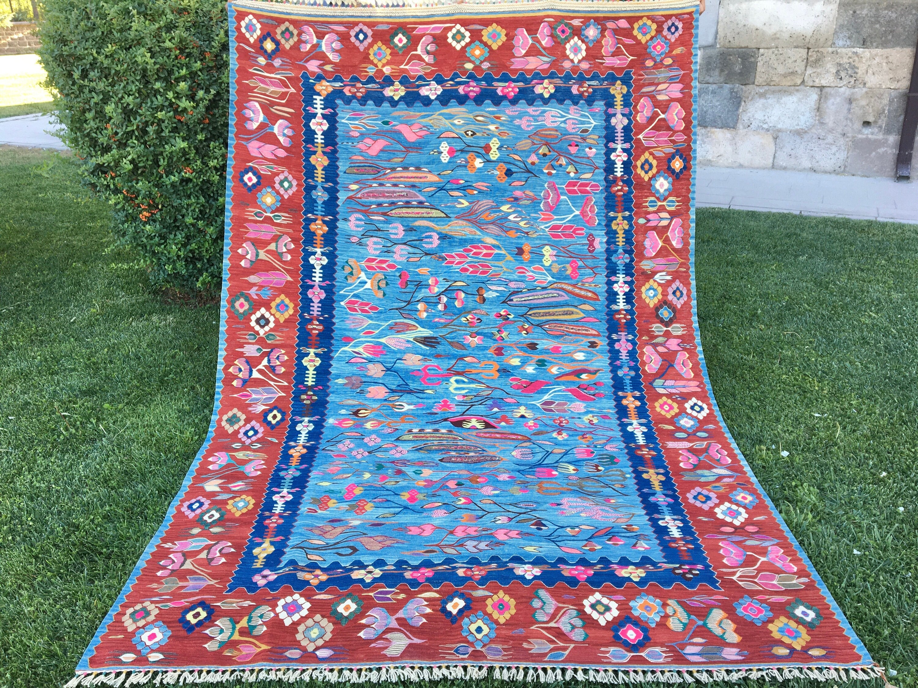 6'4”x9'8” フィート、オリエンタル ヴィンテージ キリム ラグ