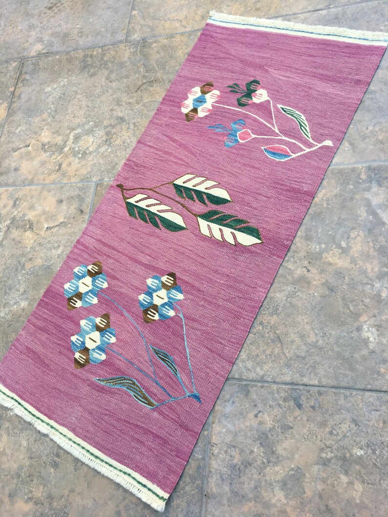 135x312 ft Oriental Wool Small Pink Rug Small Carpet Etsy