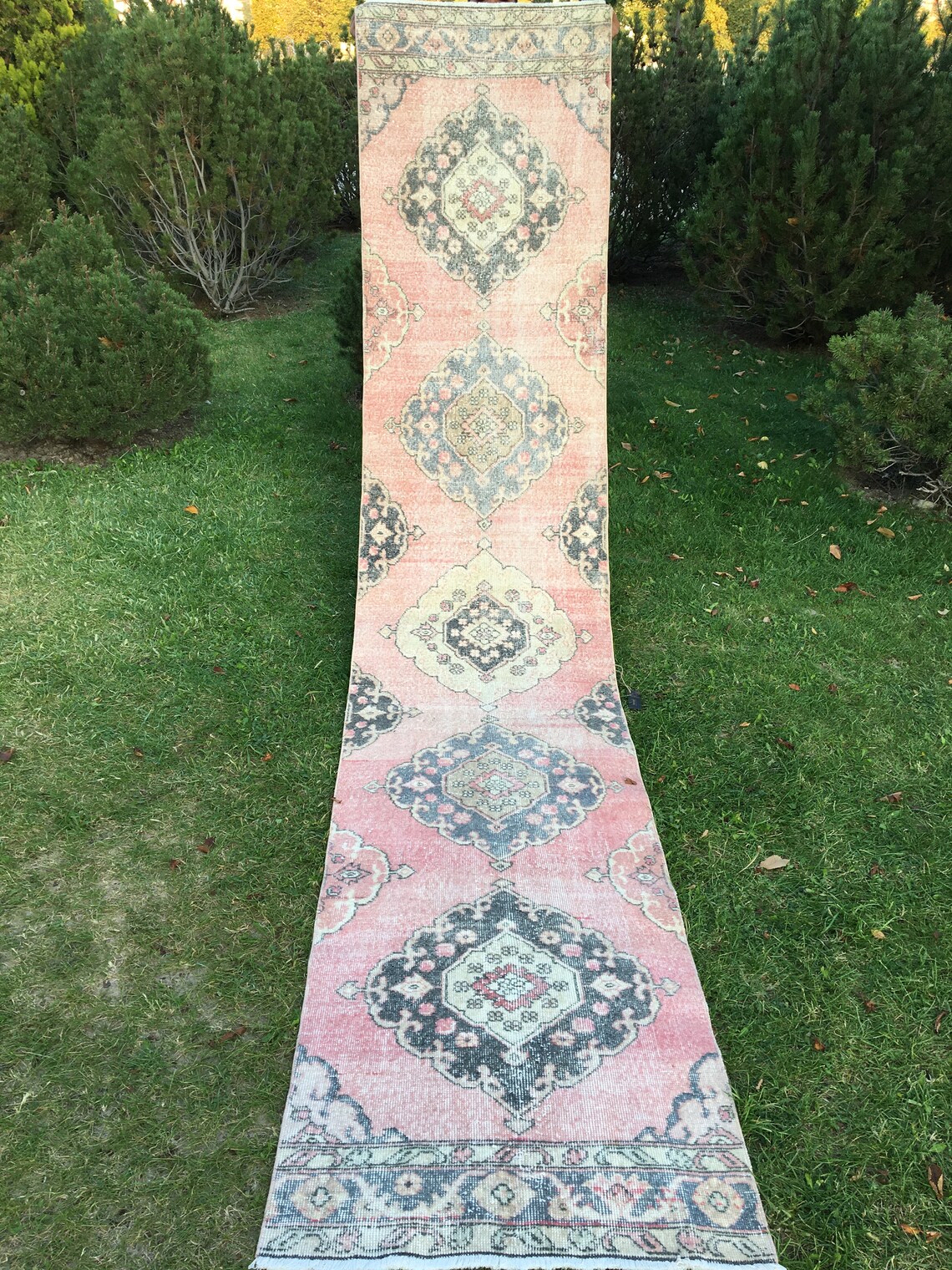 Oriental Light Pink Runner Rug Oushak Rug Runner Vintage Etsy