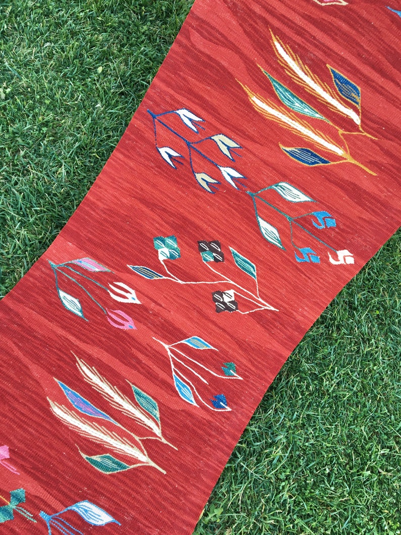 2x65 Red Kilim Rug Runner Turkish Rug Runner Red Runner Etsy