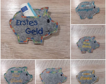 Money gift / greeting card / guest gift / piggy bank * pig *